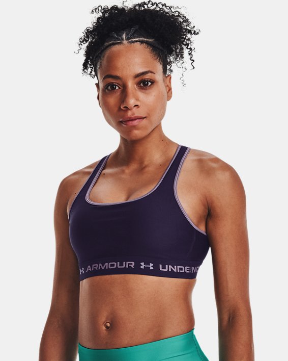 Women's Armour® Mid Crossback Sports Bra, Purple, pdpMainDesktop image number 0